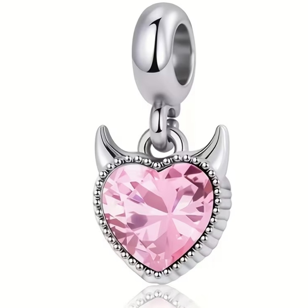 Silver Pink Heart Charm